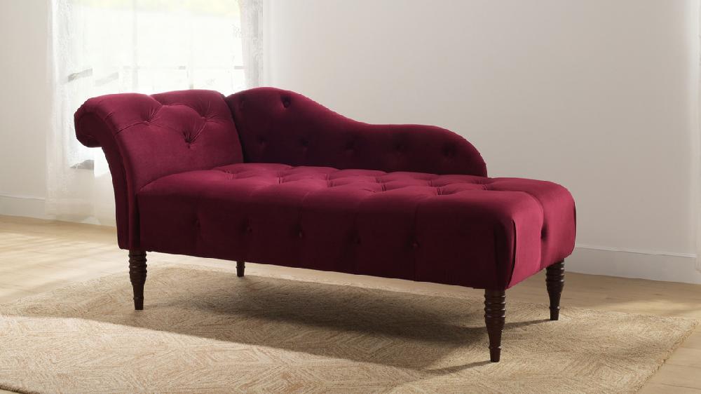 Jennifer Taylor Home Samuel Tufted Chaise Lounge Right Arm Facing Burgundy