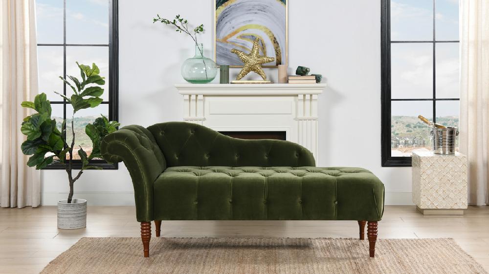 Jennifer Taylor Home Samuel Tufted Chaise Lounge Right Arm Facing Olive Green
