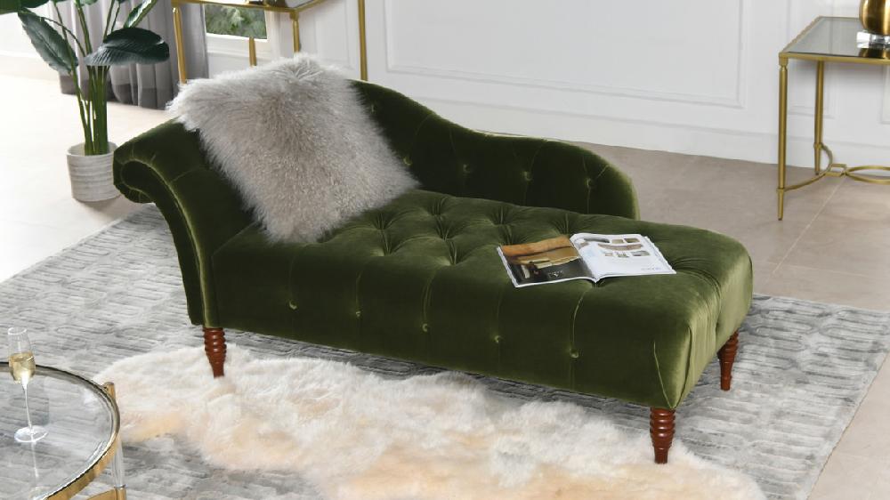 Jennifer Taylor Home Samuel Tufted Chaise Lounge Right Arm Facing Olive Green