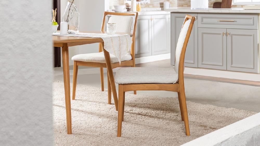 Jennifer Taylor Home Scandi Upholstered Natural Light Brown Wood Dining Chair Set Of 2 White Pepper