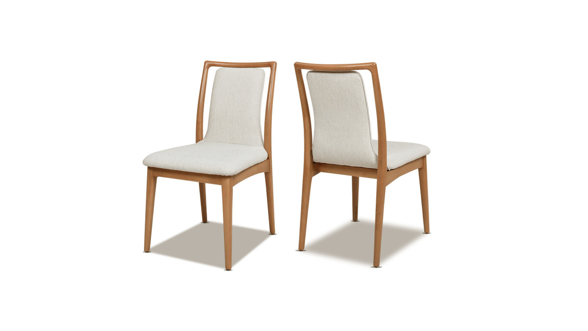 jennifer taylor home Scandi Upholstered Natural Light Brown Wood Dining Chair Set of 2 White Pepper