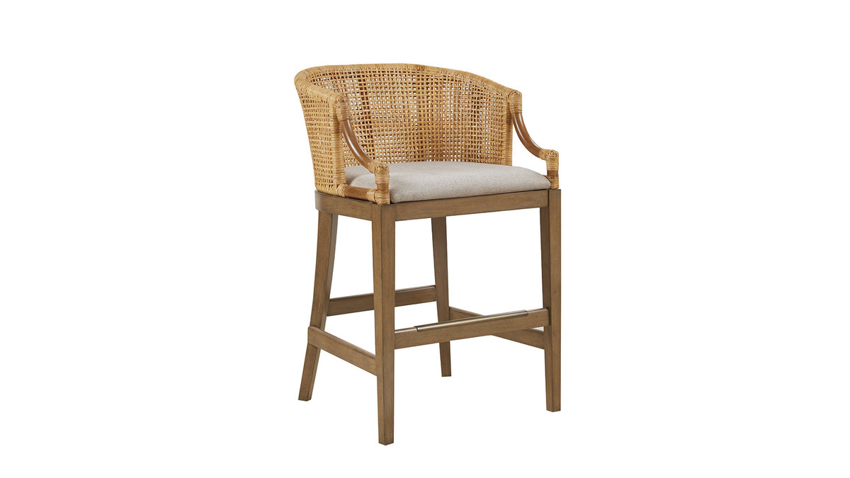 Jennifer Taylor Home Seacliff 25" Barrel-Back Natural Rattan Counter Stool