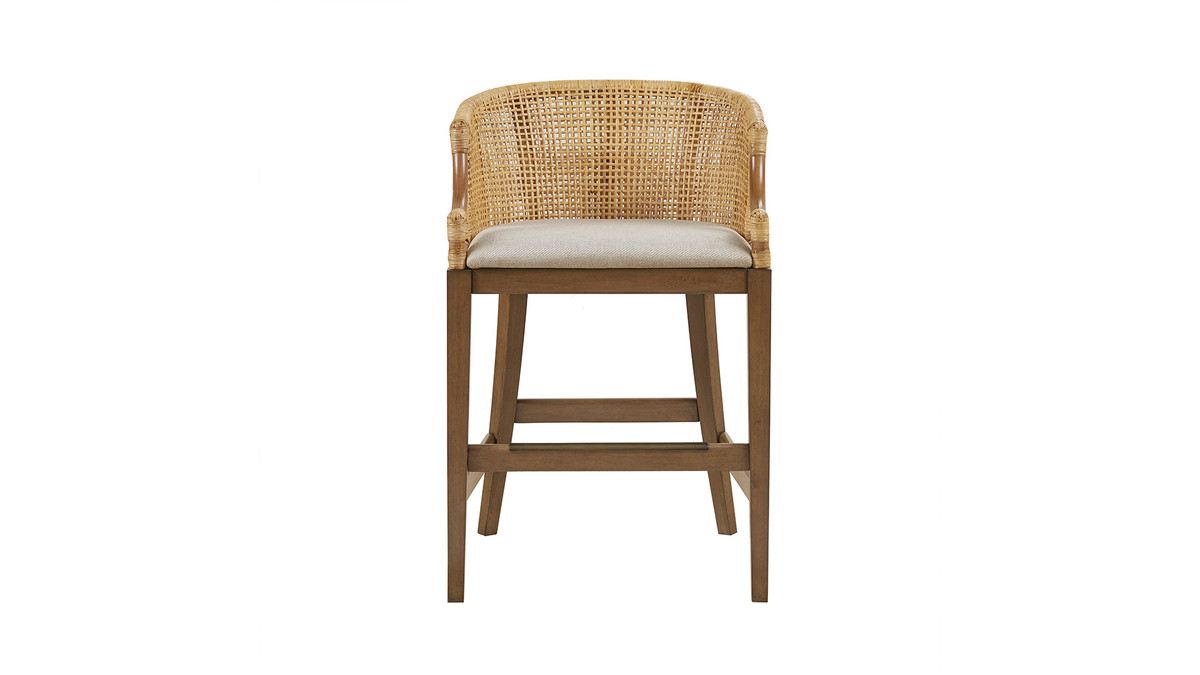Jennifer Taylor Home Seacliff 25" Barrel-Back Natural Rattan Counter Stool