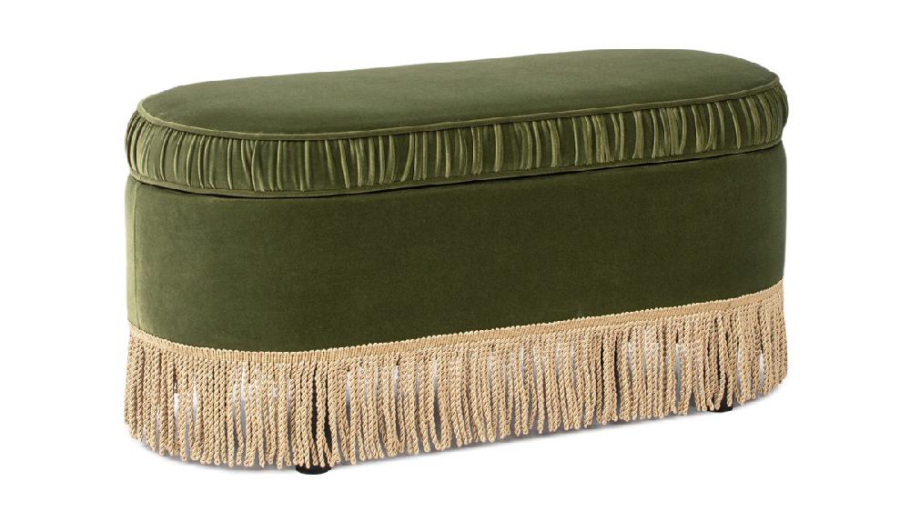 Jennifer Taylor Home Serena 38" Oval Storage Bench Ottoman Olive Green