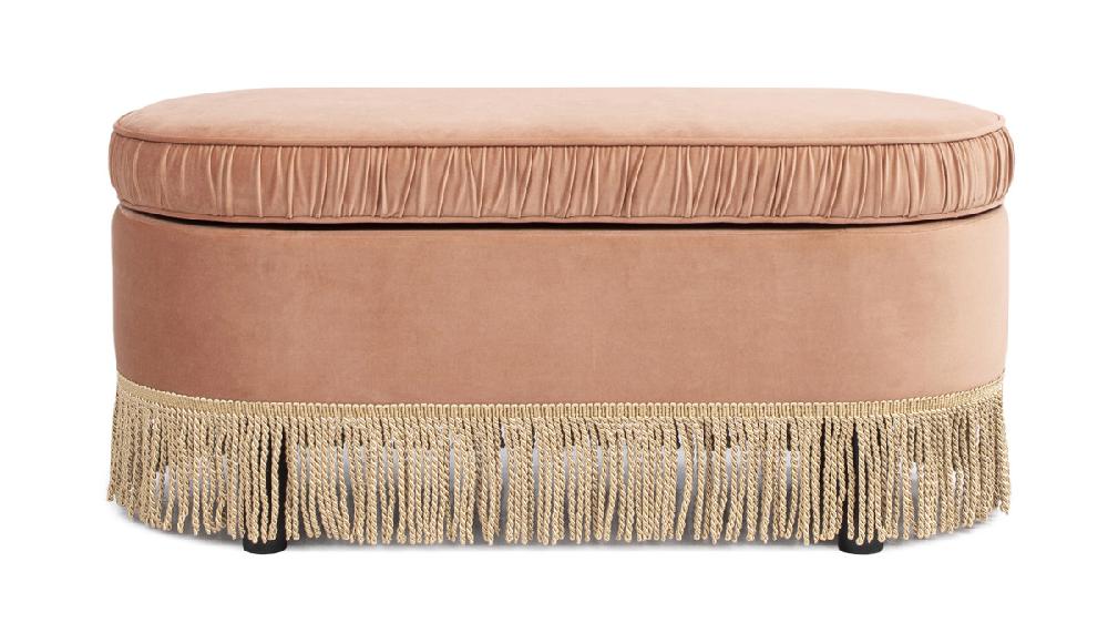 Jennifer Taylor Home Serena 38" Oval Storage Bench Ottoman Peach Orange