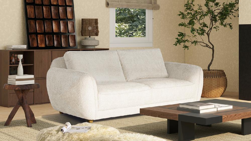 Jennifer Taylor Home Sharon 84" Puffy Arm Sofa Alpaca Off-White
