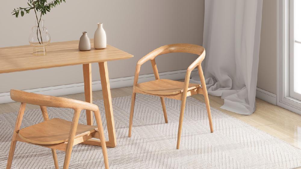 Jennifer Taylor Home Simeon 21" Scandinavian Sculpted Oak Wood Dining Chair Warm Natural Brown