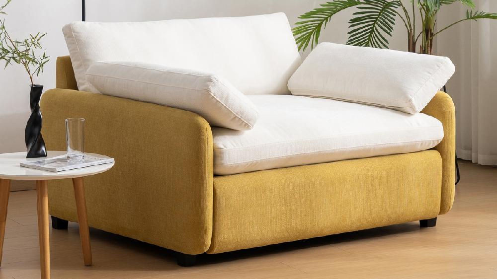 Jennifer Taylor Home Solano 50" Oversized Color-Block Lounge Chair Chenille Yellow