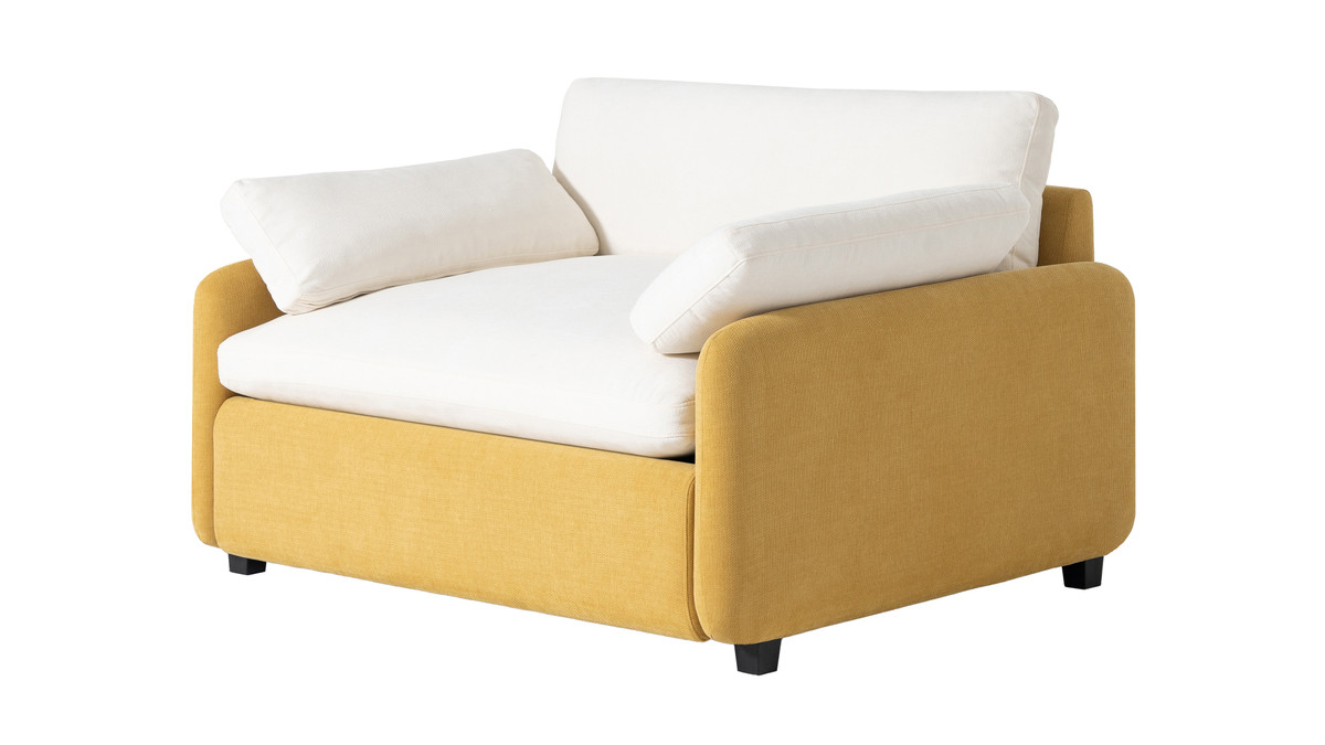 jennifer taylor home Solano 50" Oversized Color-Block Lounge Chair Chenille Yellow