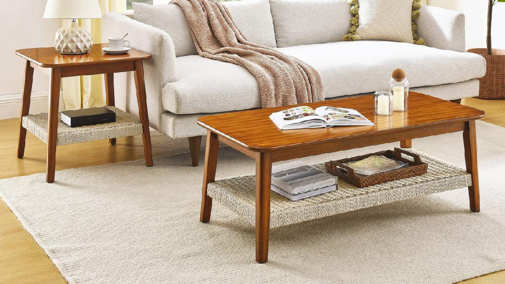 Jennifer Taylor Home Solea 47.25" Coffee Table With Handwoven Rattan Shelf