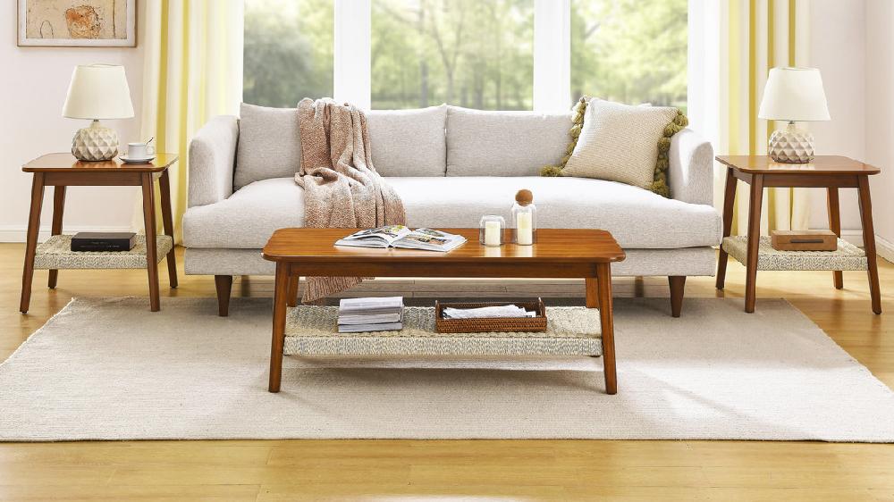 Jennifer Taylor Home Solea 47.25" Coffee Table With Handwoven Rattan Shelf