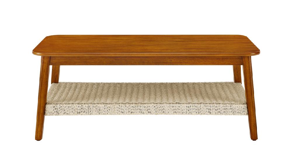 jennifer taylor home Solea 47.25" Coffee Table with Handwoven Rattan Shelf