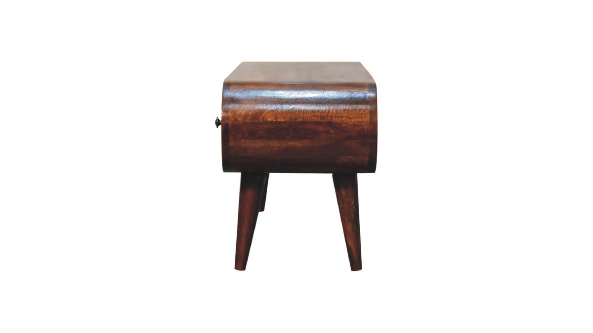 Jennifer Taylor Home Solvi 39.37" Rounded Solid Mango Wood Coffee Table With 2 Drawers Chestnut Finish
