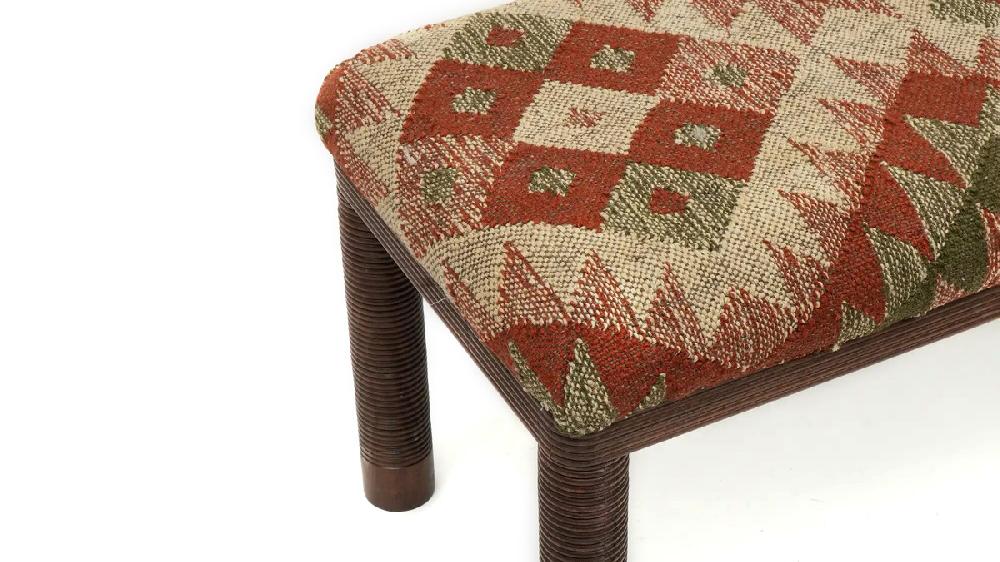 Jennifer Taylor Home Sonora 47.5" Kilim Upholstered Handcrafted Bench With Solid Wood Frame