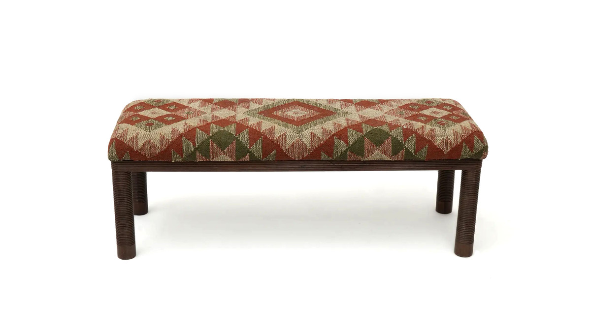 jennifer taylor home Sonora 47.5" Kilim Upholstered Handcrafted Bench with Solid Wood Frame