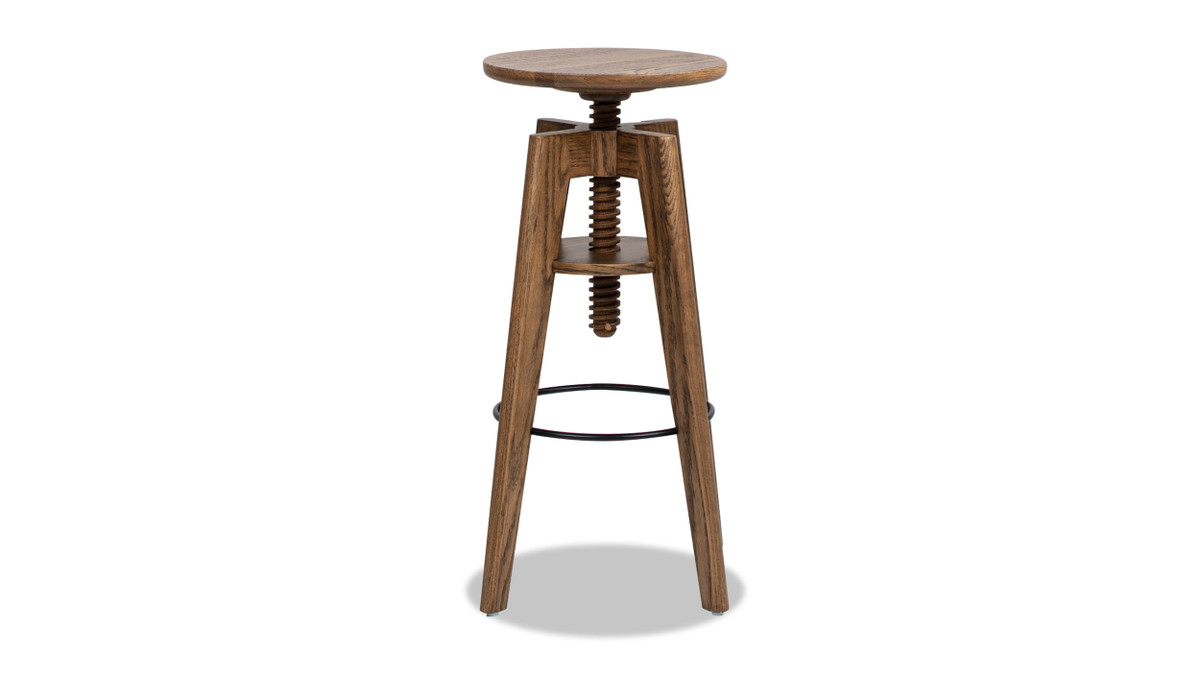 Jennifer Taylor Home Spencer Minimalist Oak Wood Adjustable Bar Counter Stool Walnut Brown