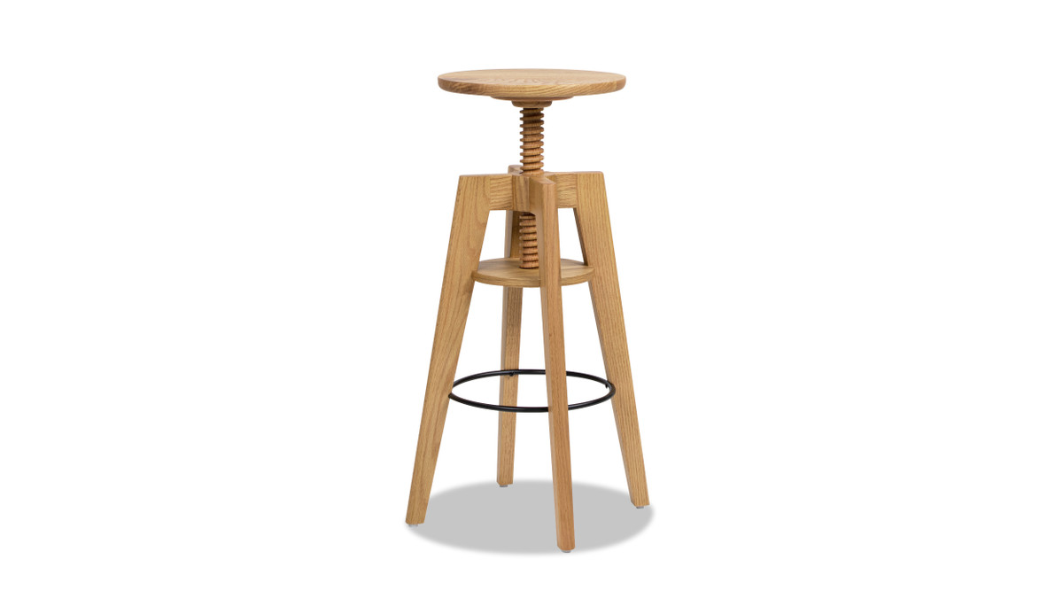 Jennifer Taylor Home Spencer Minimalist Oak Wood Adjustable Bar Counter Stool Natural Brown