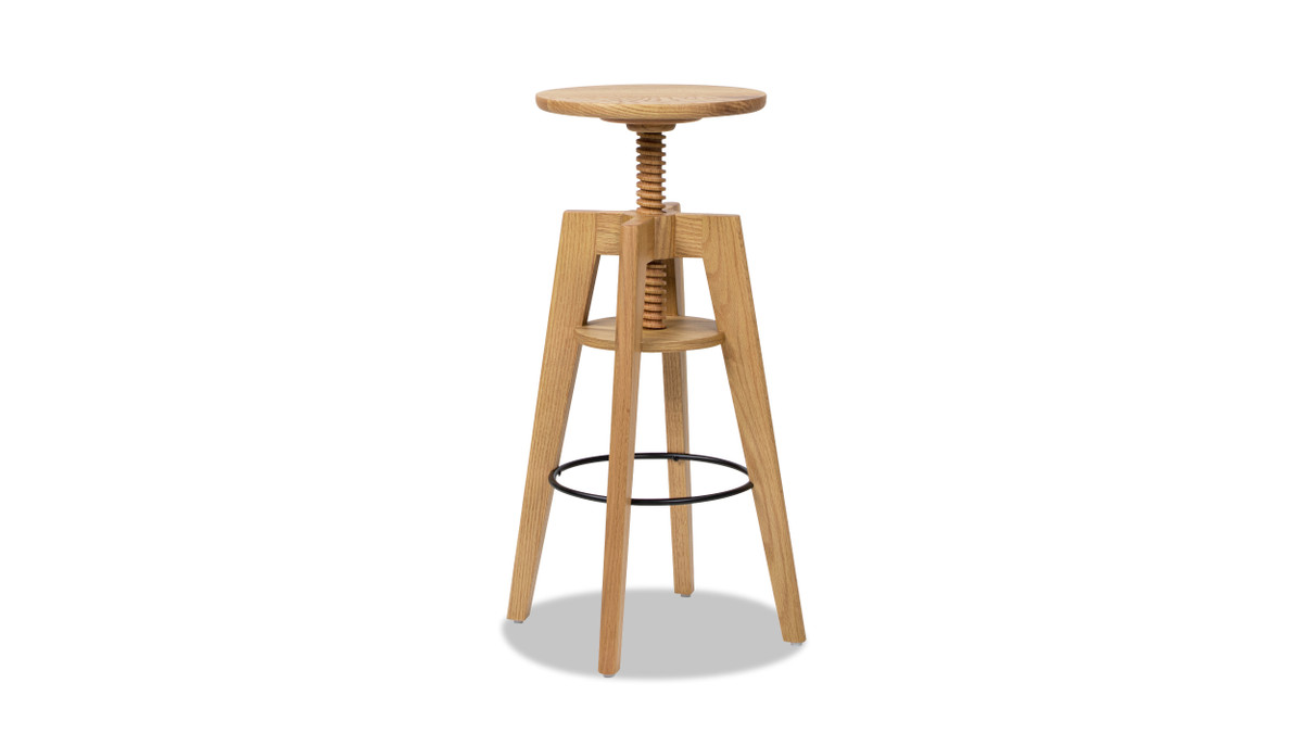 jennifer taylor home Spencer Minimalist Oak Wood Adjustable Bar Counter Stool Natural Brown