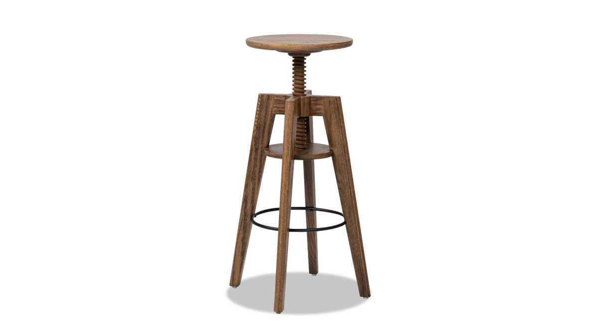 jennifer taylor home Spencer Minimalist Oak Wood Adjustable Bar Counter Stool Walnut Brown