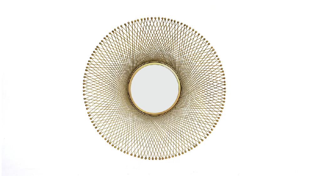 jennifer taylor home Stellar 31.5" Round Gold Accent Mirror