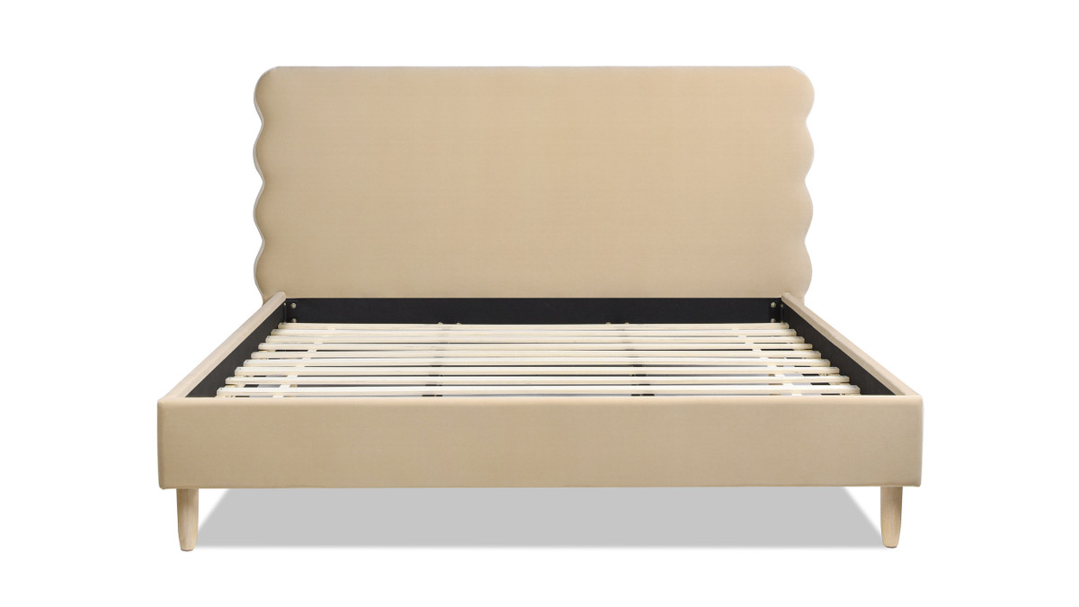 Jennifer Taylor Home Stockholm Modern Wavy Headboard Platform Bed King Fawn Brown