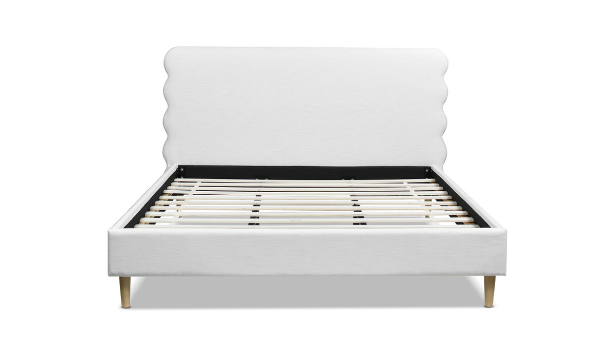 Jennifer Taylor Home Stockholm Modern Wavy Headboard Platform Bed King Antique White