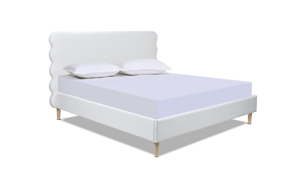 jennifer taylor home Stockholm Modern Wavy Headboard Platform Bed King Antique White