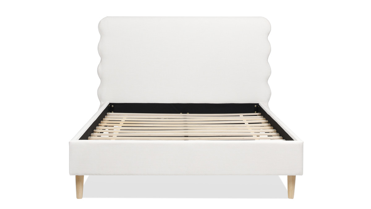 Jennifer Taylor Home Stockholm Modern Wavy Headboard Platform Bed Queen Antique White