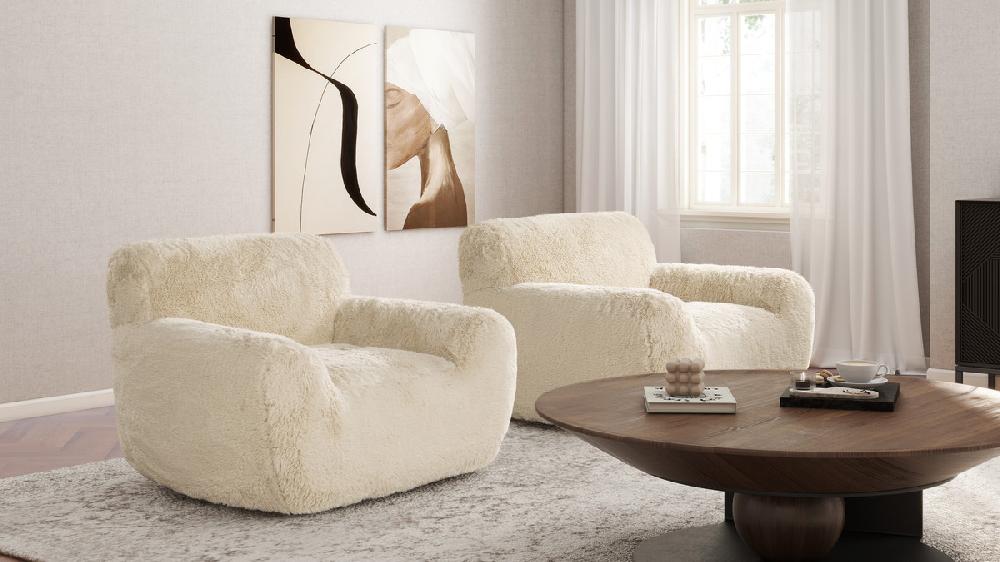Jennifer Taylor Home Summit 49" Faux Sheepskin Overstuffed Arm Chair Cream Beige