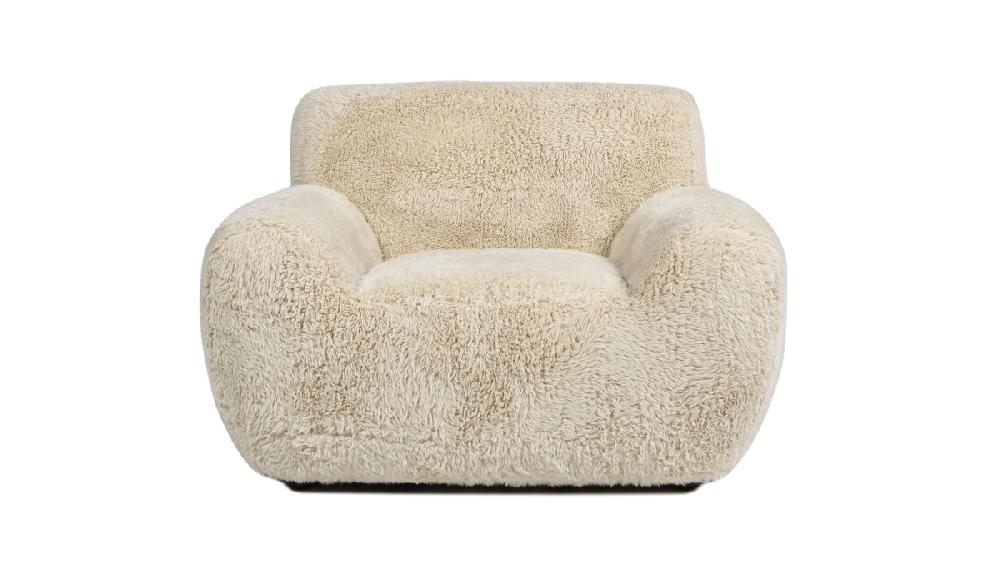 Jennifer Taylor Home Summit 49" Faux Sheepskin Overstuffed Arm Chair Cream Beige