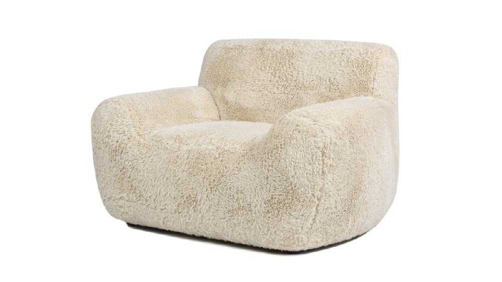 jennifer taylor home Summit 49" Faux Sheepskin Overstuffed Arm Chair Cream Beige