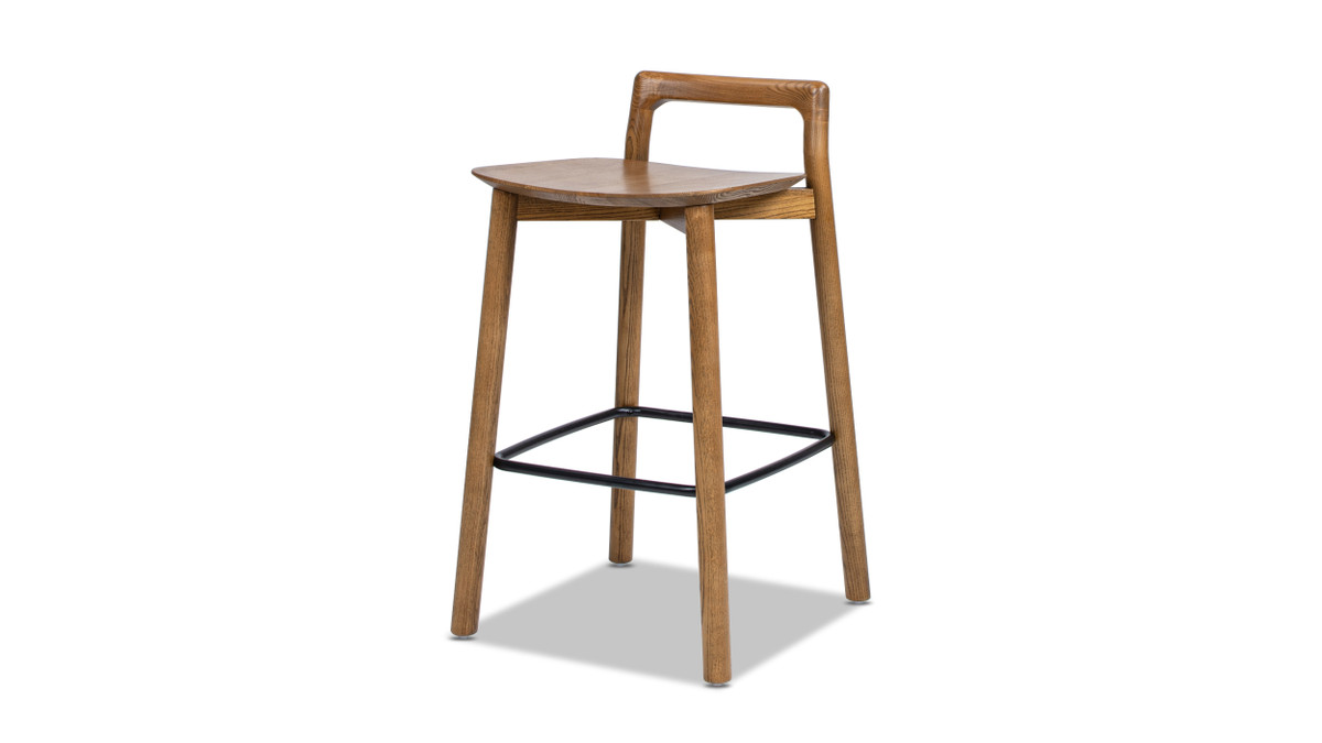 jennifer taylor home Sven 26.5" Modern Minimalist Low Back Wood Counter Stool Dark Brown Walnut