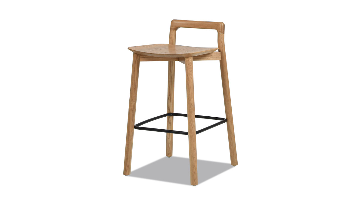 jennifer taylor home Sven 26.5" Modern Minimalist Low Back Wood Counter Stool Natural Blonde