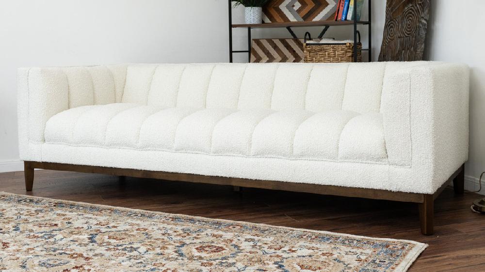 Jennifer Taylor Home Thorne 90.6" Bouclé Upholstered Tuxedo Arm Sofa With Channel Tufting
