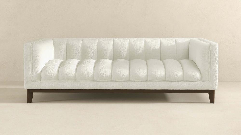 Jennifer Taylor Home Thorne 90.6" Bouclé Upholstered Tuxedo Arm Sofa With Channel Tufting