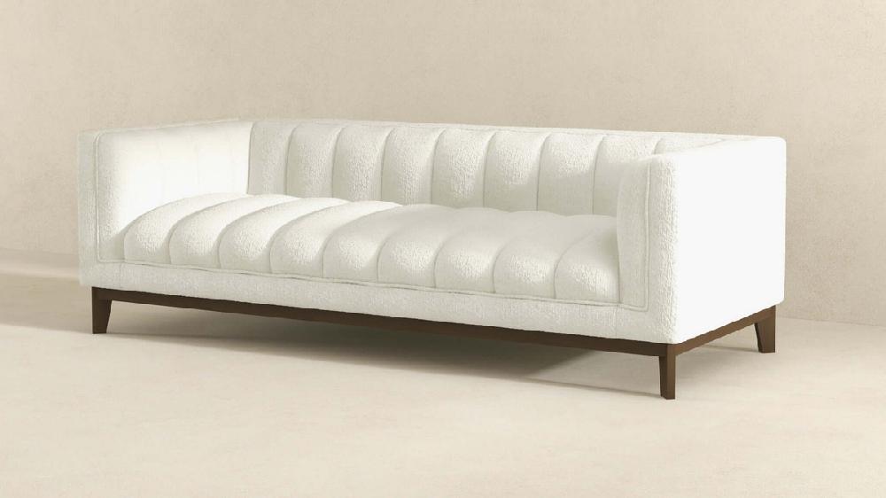 Jennifer Taylor Home Thorne 90.6" Bouclé Upholstered Tuxedo Arm Sofa With Channel Tufting