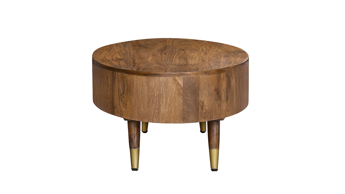 Jennifer Taylor Home Tivoli 39" Oval Mango Wood Coffee Table With Brass-Tipped Legs
