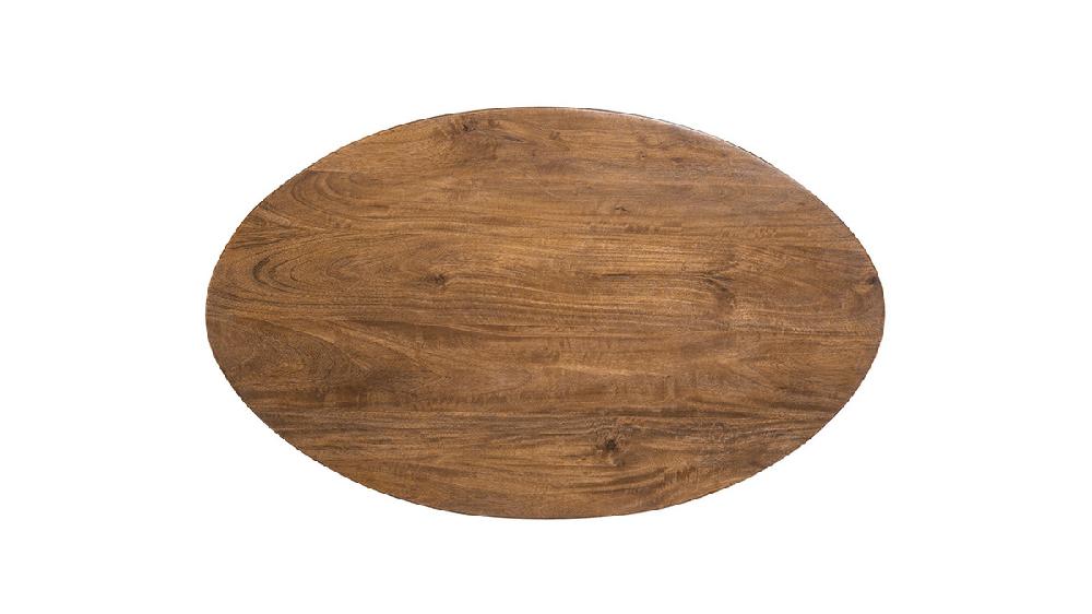 Jennifer Taylor Home Tivoli 39" Oval Mango Wood Coffee Table With Brass-Tipped Legs