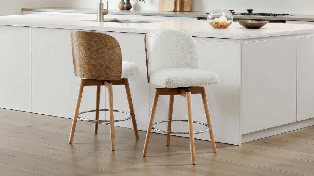 Jennifer Taylor Home Tomlin 26.4" Bentwood Upholstered Swivel Counter Stool Set Of 2 Off White