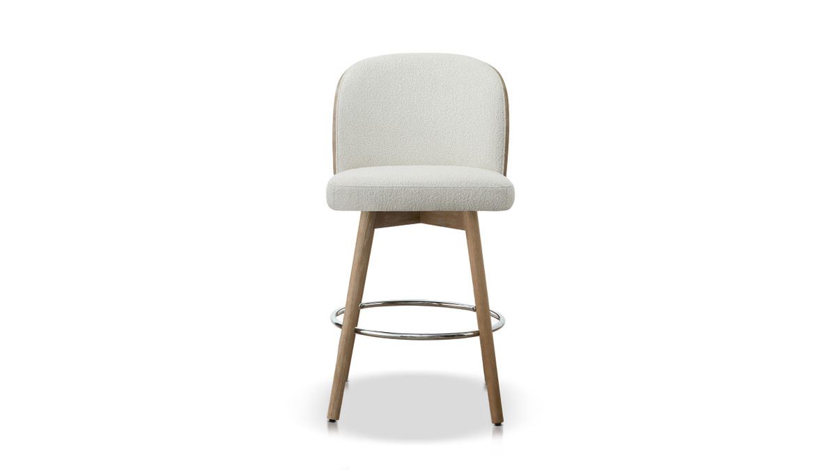 Jennifer Taylor Home Tomlin 26.4" Bentwood Upholstered Swivel Counter Stool Set Of 2 Off White