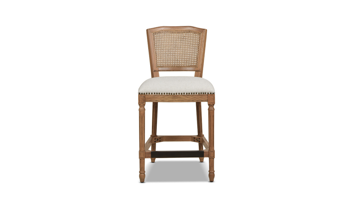 Jennifer Taylor Home Triomphe Rattan Wicker High Back Armless Counter Height Bar Stool White Pepper