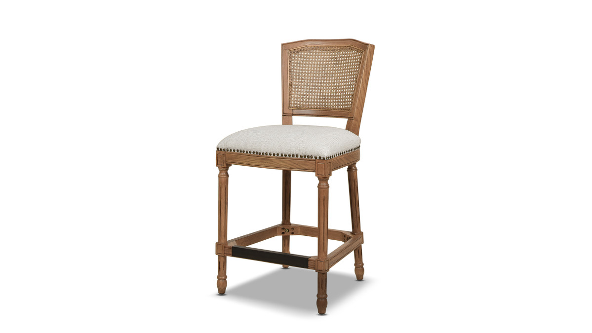 jennifer taylor home Triomphe Rattan Wicker High Back Armless Counter Height Bar Stool White Pepper