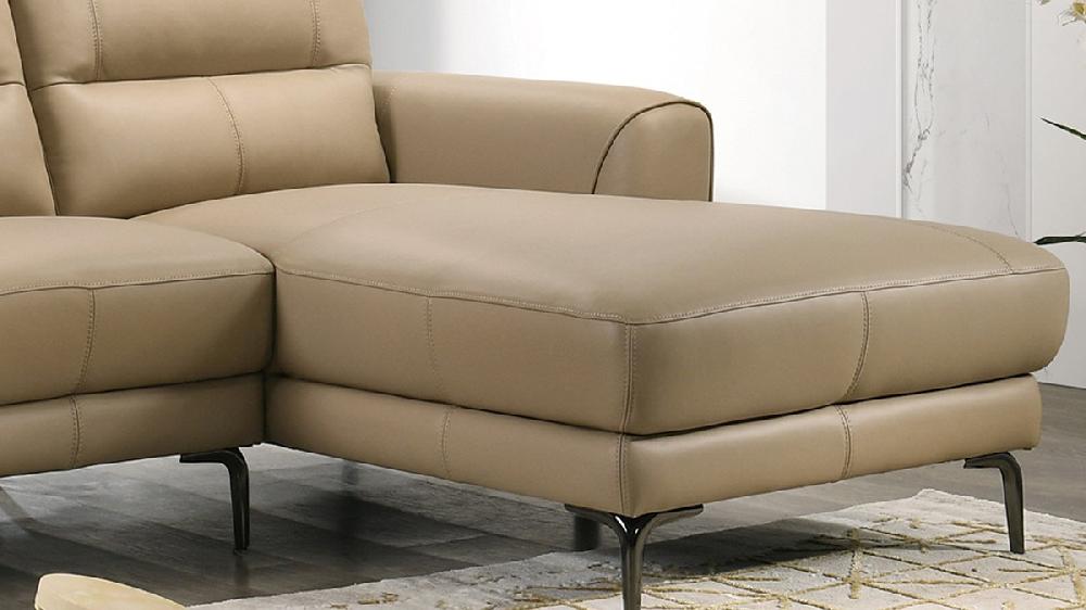 Jennifer Taylor Home Vail 94" Right-Facing Top Grain Leather Sectional Sofa Taupe