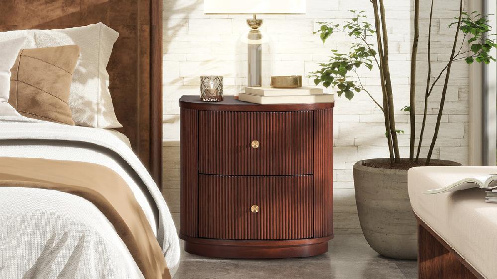 Jennifer Taylor Home Valentine 24" 2-Drawer Storage Side Table Dark Walnut