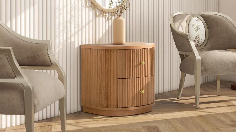 Jennifer Taylor Home Valentine 24" 2-Drawer Storage Side Table Natural Brown
