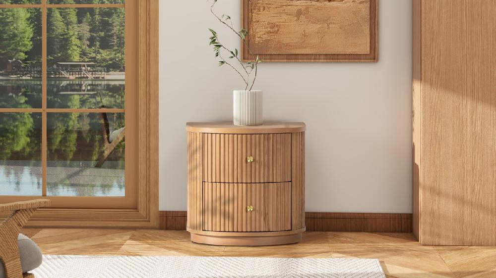 Jennifer Taylor Home Valentine 24" 2-Drawer Storage Side Table Natural Brown