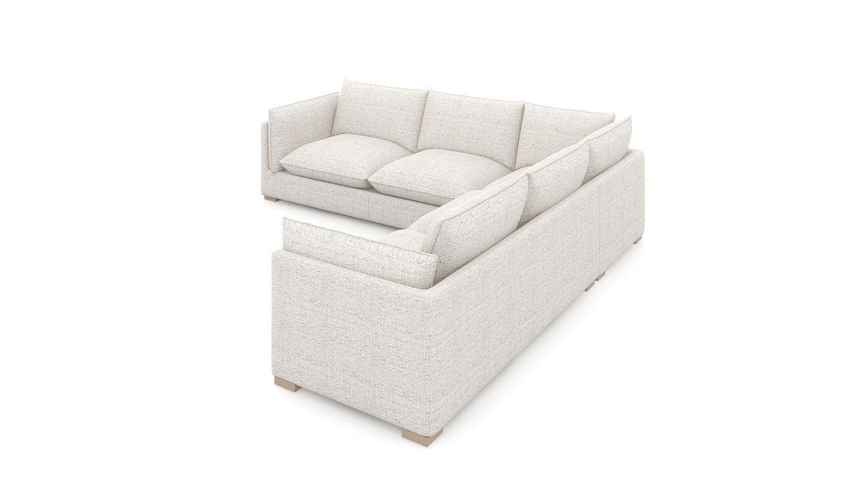 Jennifer Taylor Home Ventana 116" Modern Pillow Arm Feather/Memory Foam Fill 3-Piece Corner Sectional Sofa Wheat Cream Beige