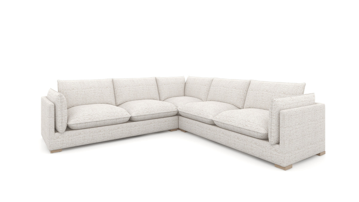 jennifer taylor home Ventana 116" Modern Pillow Arm Feather/Memory Foam Fill 3-Piece Corner Sectional Sofa Wheat Cream Beige