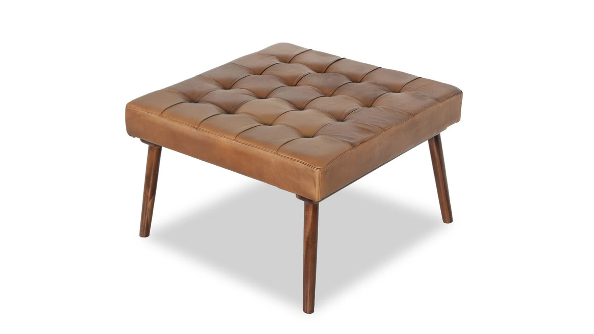 Jennifer Taylor Home Weston 30" Square Leather Ottoman With Tufted Top