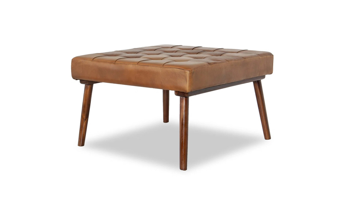 jennifer taylor home Weston 30" Square Leather Ottoman with Tufted Top